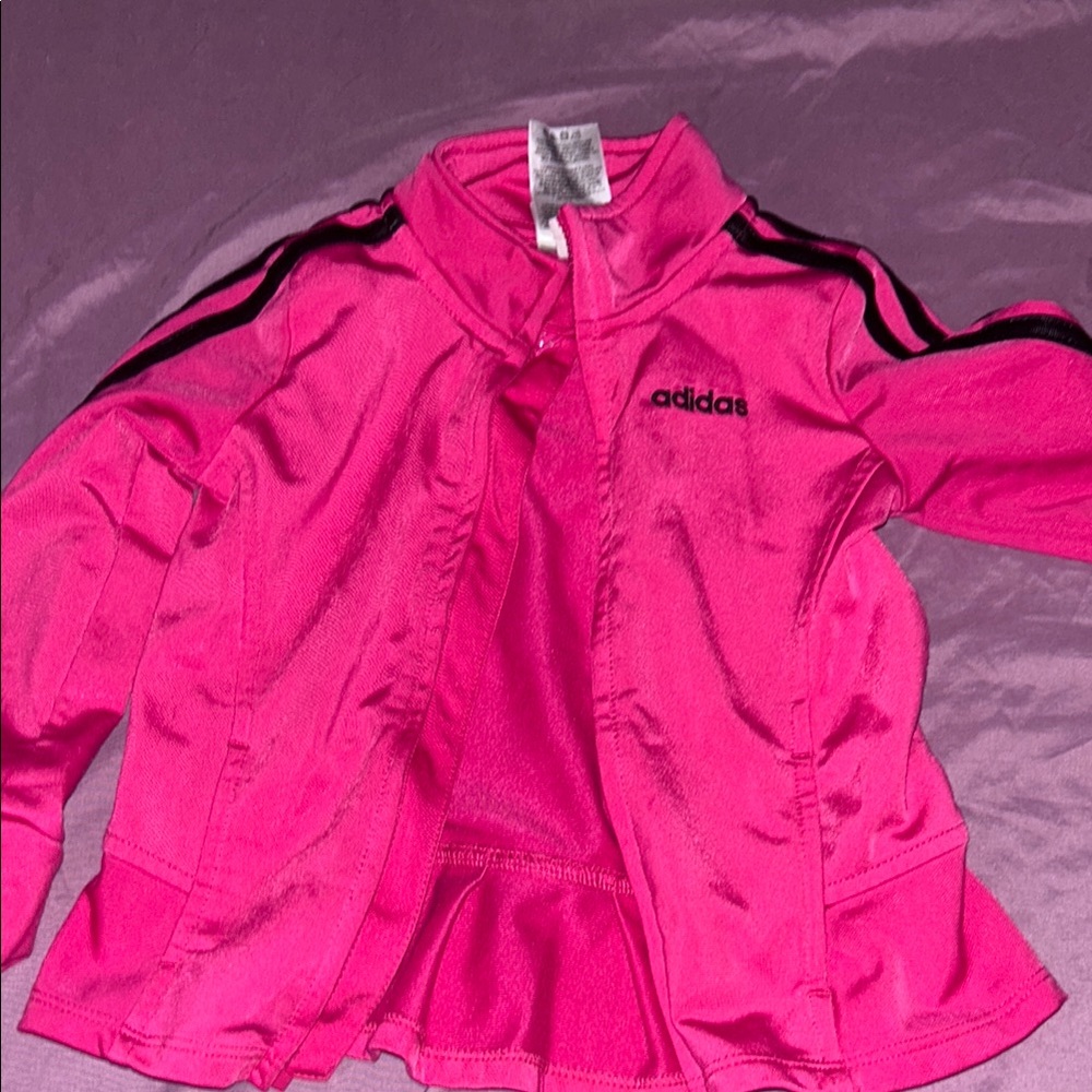 Adidas Pink Track Jacket with Black Stripes